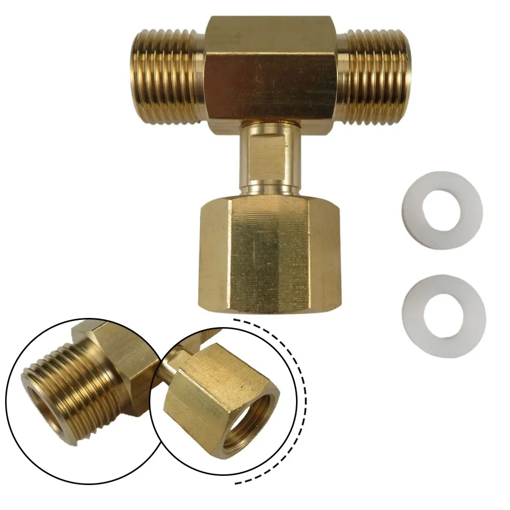 

W21.8-14 Carbon Dioxide Tank Bottle Threaded Tee Fitting 3 Way Connector Adaptor For Beer Homebrew Aquarium Brass