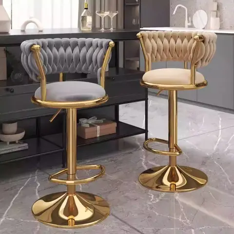 Light luxury and comfortable sedentary lifting backrest rotating bars chair high kitchen stools tabourets de bar chair bar stool