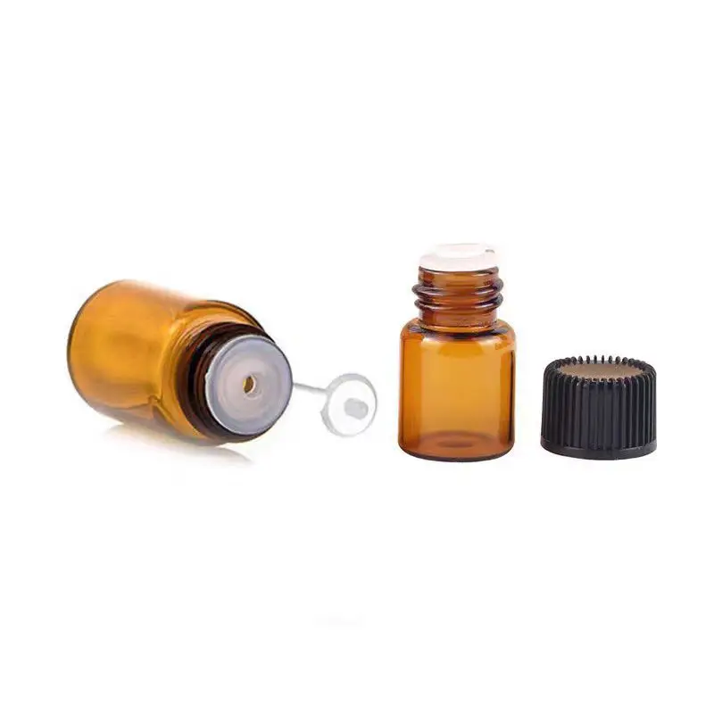 10 adet boş Amber cam uçucu yağ şişe laboratuvar cam parfüm şişe yağ şişe testi örnek 1ML/2ML/ 3ML/ 5ML