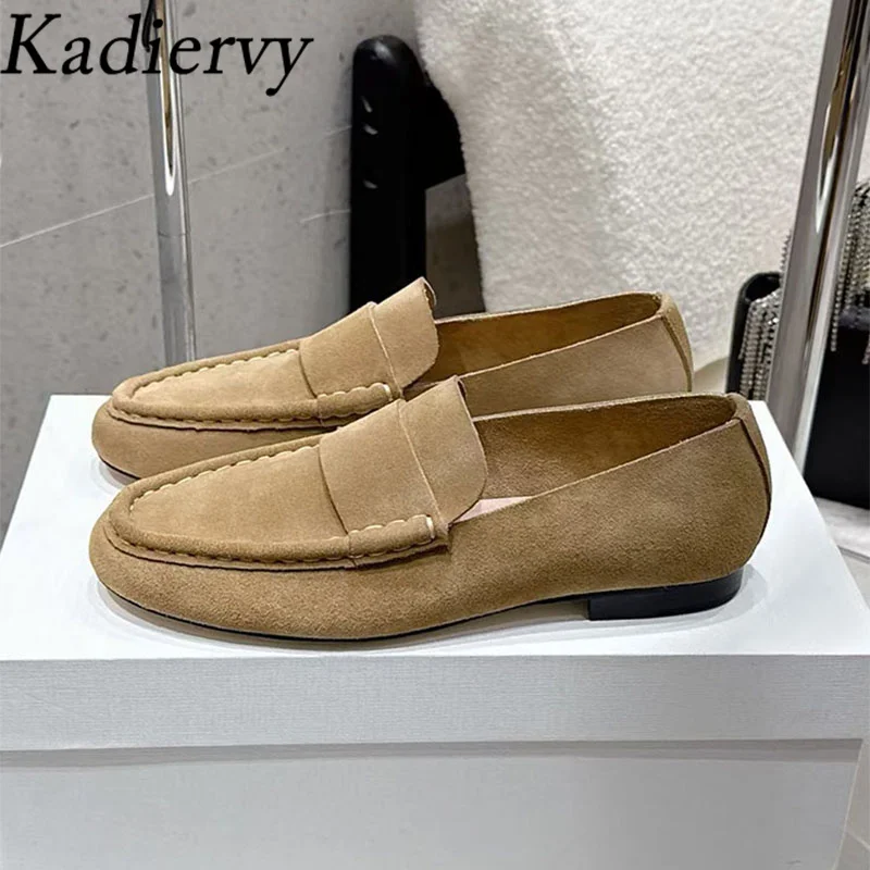 

Spring Autumn Loafers Woman Round Toe Cow Suede Women's Shoes Casual Office Commuting Shoes Vacation Flat Shoes Women 2025