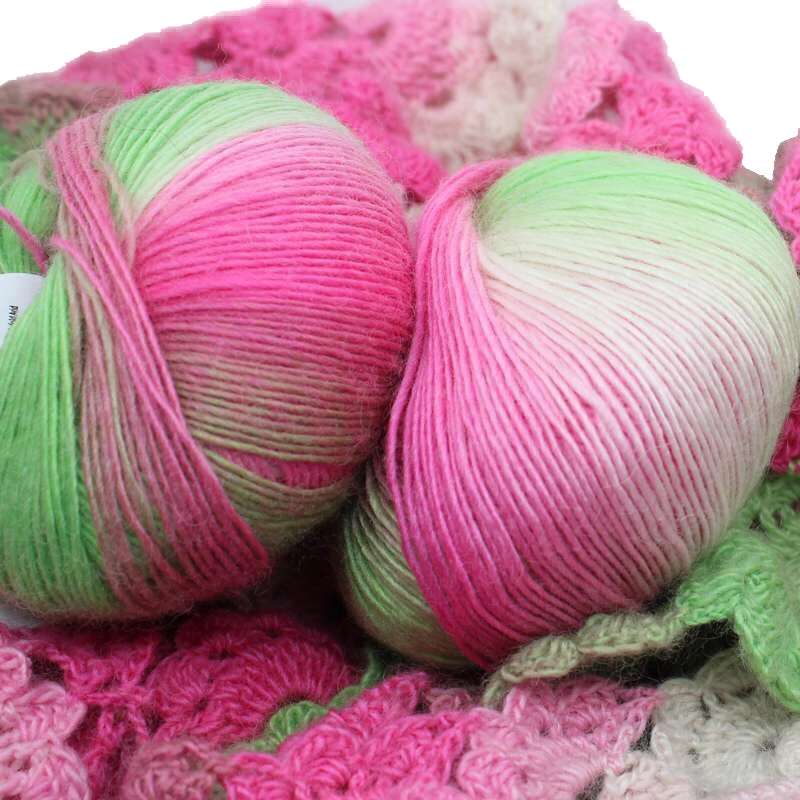 Gradient Cake Fairyland Rainbow Yarn Hand Woven Cake Yarn Hat Scarf Sweater Dyeing Crocheting Fancy Blend Yarn Shawls Scarves