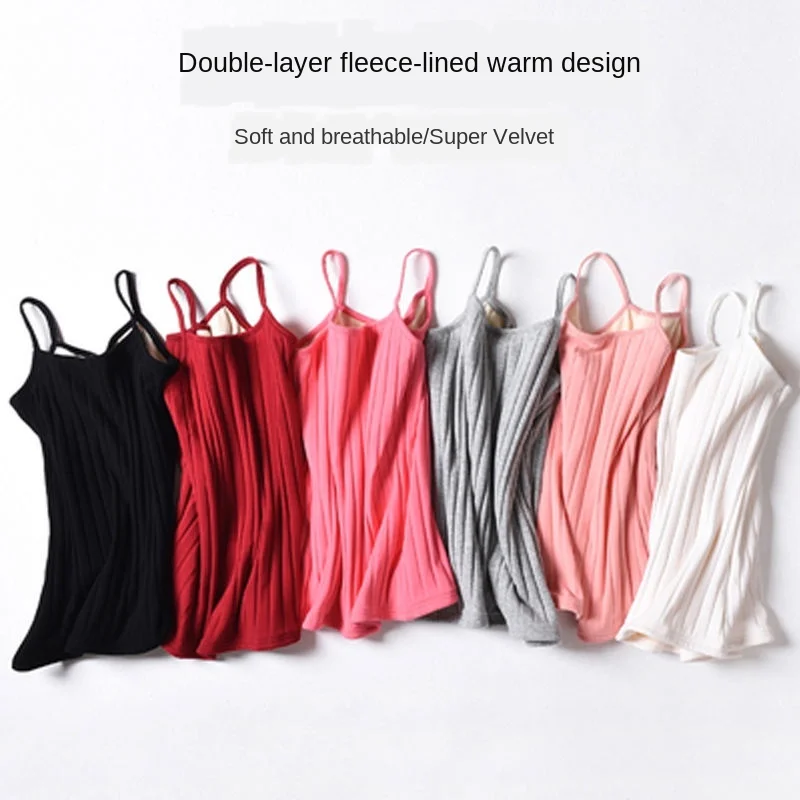 Thermal Tank Tops Women Winter Thermal Underwear size Female Bottoming Camis Top Underwear Sleeveless Padded Camisole Femme