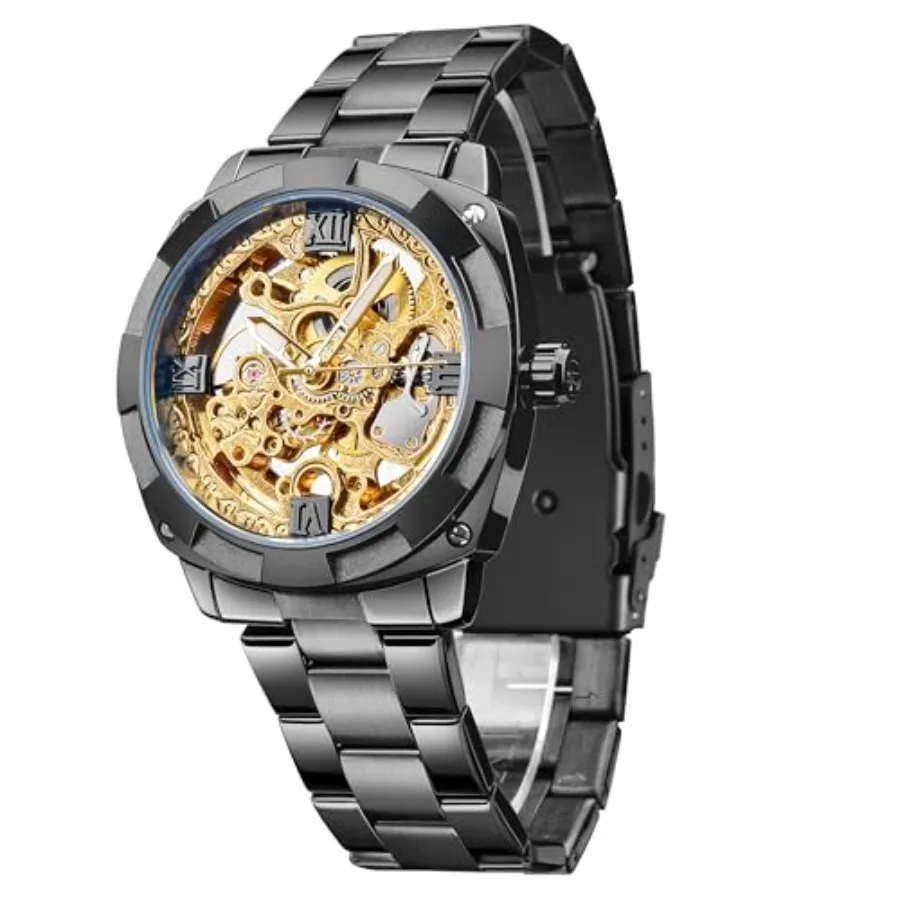 

Watches for Men, Carving Hollow Mechanical Watch Self-Wind, Skeleton Automatic Watches Vintage Wristwatch