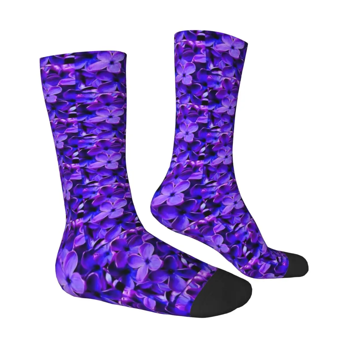 Calcetines florales con estampado de Jacinto para adultos, medias elegantes, suaves y cálidas, antideslizantes, para exteriores, color púrpura, Primavera