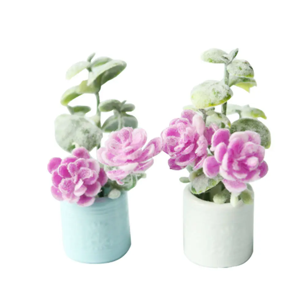 

2 шт. миниатюрных украшений для дома, имитация бонсай в горшке, мини-декор для ландшафта, гладкая поверхность, современный простой стиль