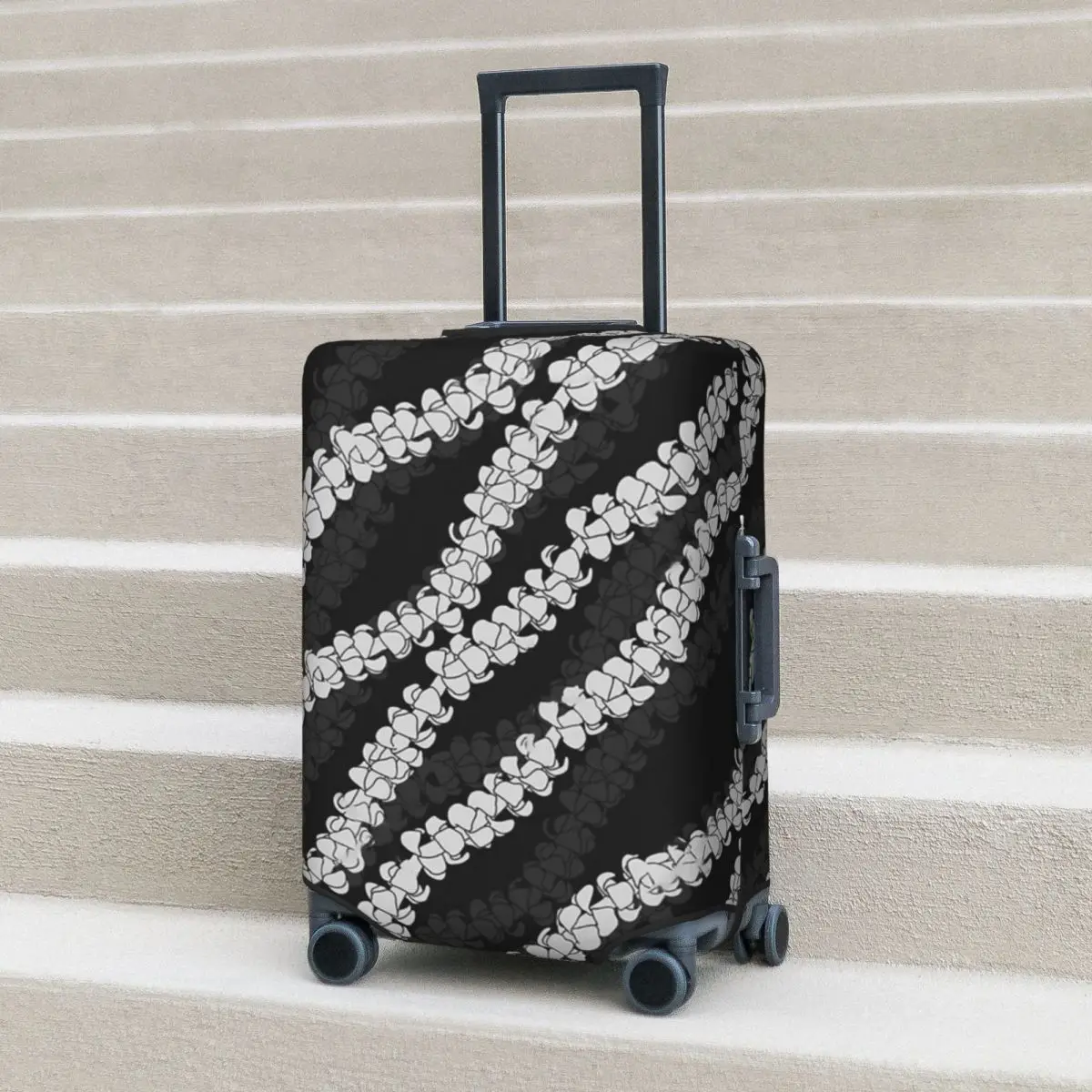 

Puakenikeni Single Leis On Turquoise Suitcase Cover Protection Elastic Trip Luggage Protector Covers for 18-32 Inch