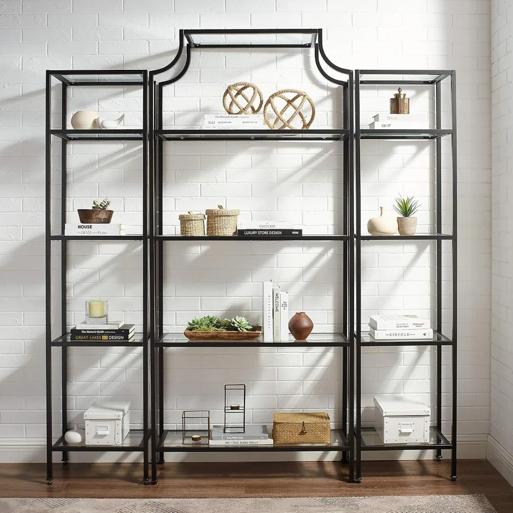 Book Shelf for Books Oil-Rubbed Bronze Aimee 3-Piece Etagere Bookcase Set Living Room Bookcase Bookcases Bookshelf Shelves Home