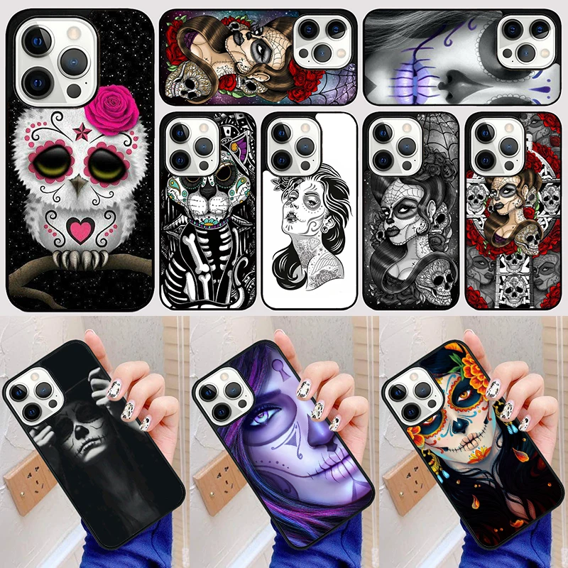 Niedliche tote Schädel-Eulen-Telefonhülle, Rückseite für iPhone 17, Air 16, 15, 14, 13, 11, 12, Pro Max Plus Fundas