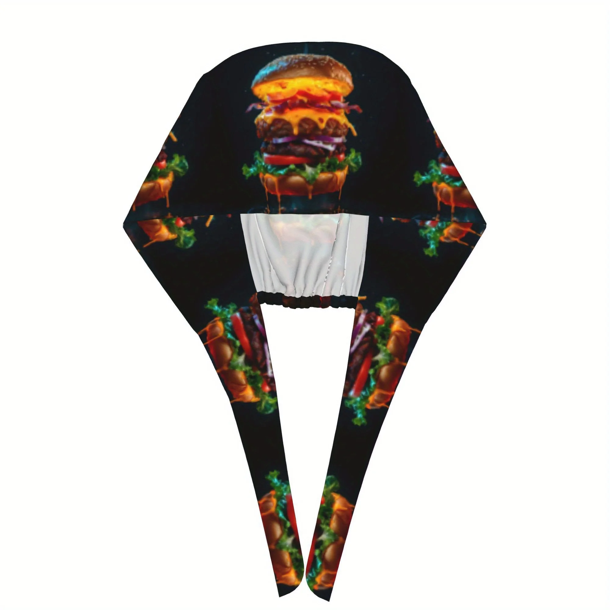 1pc of Trendy Fast Food Women'S Printed Work Cap Lightweight Adjustable Skull Cap Tie-Back Nurse Hat, Dustproof Chef