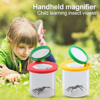 Portable Children Crawlers Animal Spider Insect Box 3X 6X Magnifying Glass Insect Cage Bug Jar for Science Nature Exploration