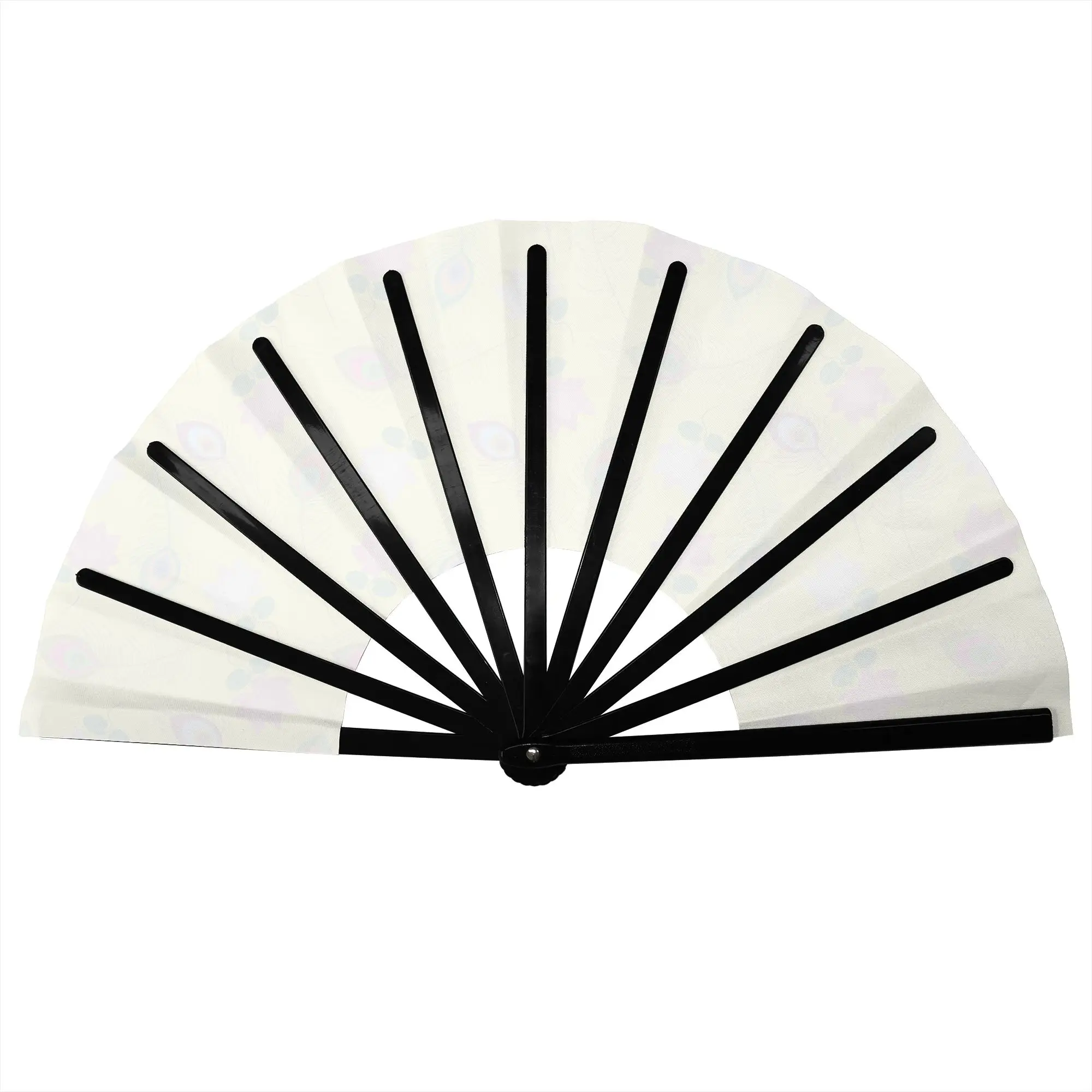 Peacock Feather Folding Hand Fan Custom  Polyester Fabric Fan Cool Summer Accessory Decorative Fans