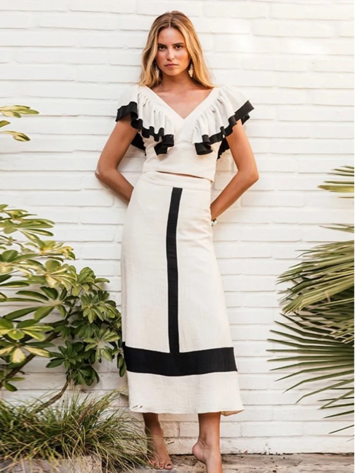 

Повседневный комплект с юбкой Lotus Le с V-образным вырезом, длинный повседневный комплект из двух предметов, ort Sve Student Work orm Sle