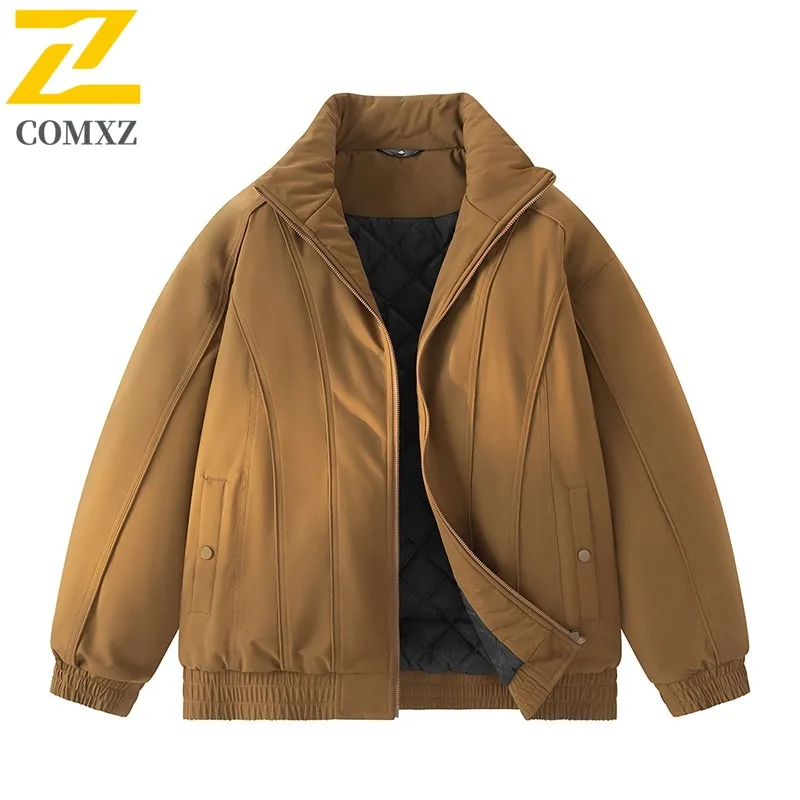 سترة قطنية للرجال ذات لون سادة وياقة واقفة، نمط تفكيك عصري ياباني للجنسين، معطف متعدد الاستخدامات، ملابس خارجية #3