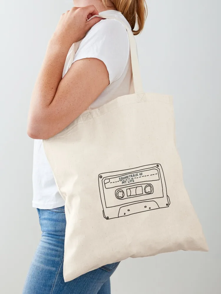 SOUNDTRACK OF MY LIFE - CASSETTE TAPE (BLACK) Tote Bag กระเป๋าของขวัญ กระเป๋าถือผู้หญิง