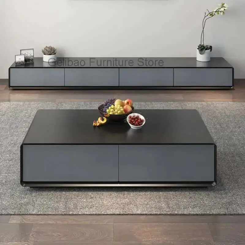 

Simple Nordic Side Table Storage Square Aesthetic Black Living Room Coffee Tables Wood Modern Stoliki Do Kawy Salon Furniture