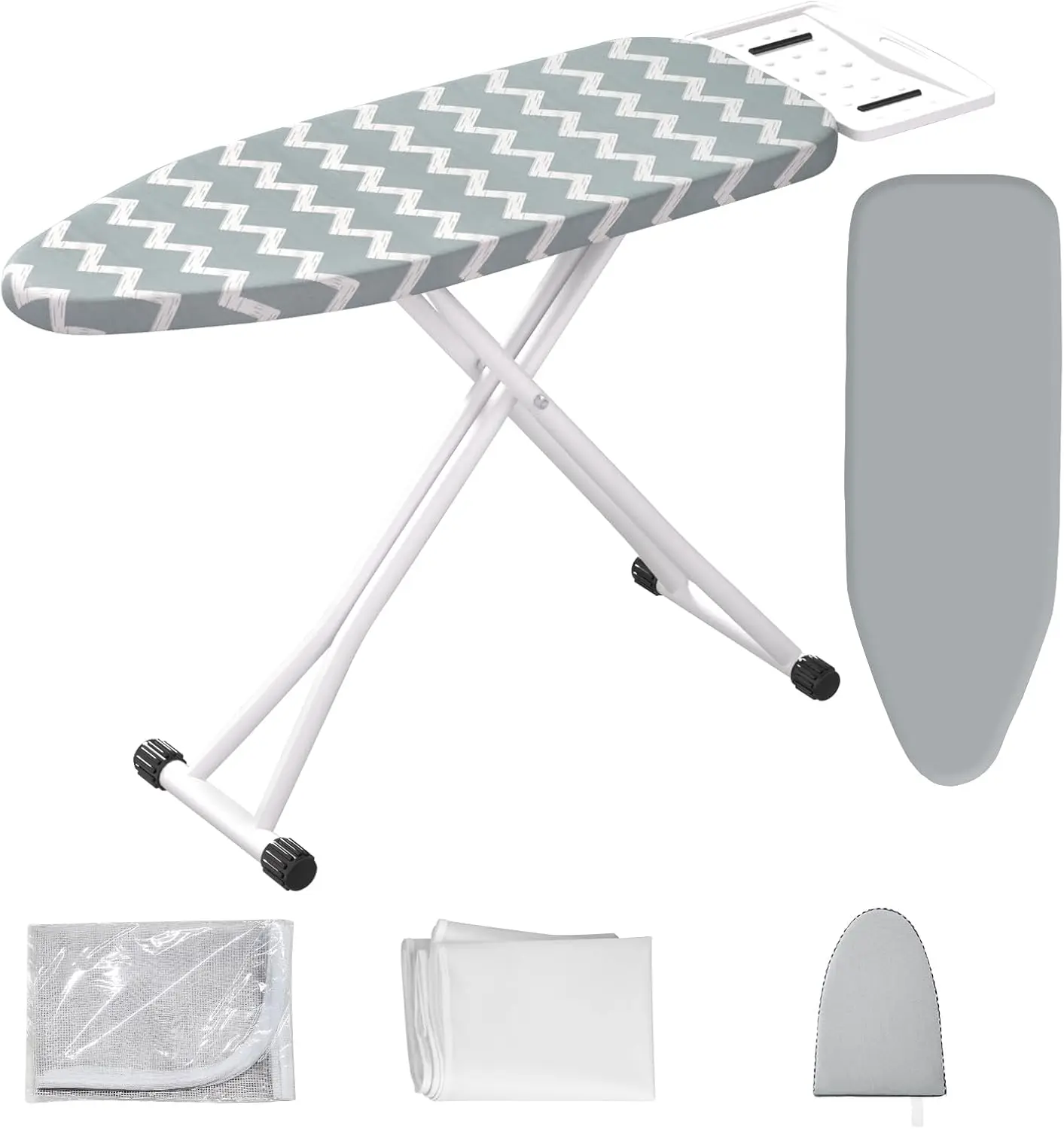 

Foldable Ironing Board with Adjustable Height, Compact Storage, Accessories Included - Blue Waves