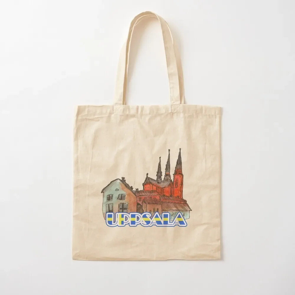 Watercolor of Uppsala cathedrale, Sweden, souvenir Tote Bag women bag shopper bag woman Women's handbag