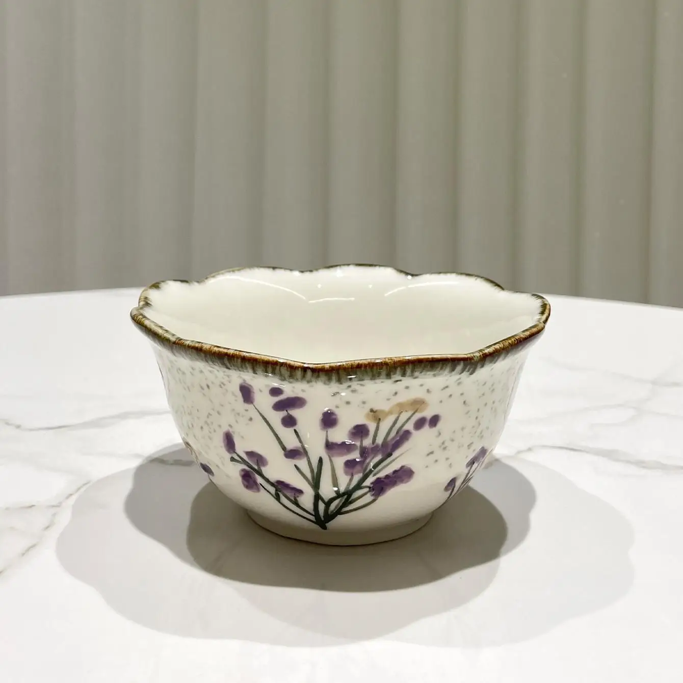 

DSA purple retro elegant flower pattern ceramic rice bowl, high-end simple texture ceramic bowl rice bowl