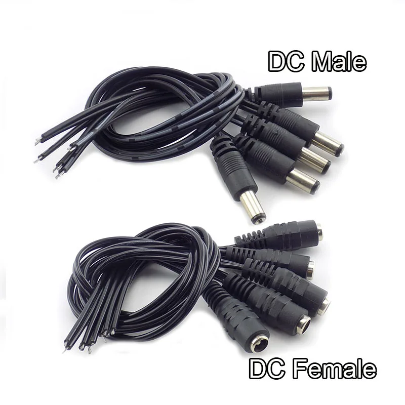 5pcs 2.1*5.5mm 12v DC Male Female Connectors Plug Power Supply Extension Cable Cord Wire CCTV Camera LED Strip Light C3