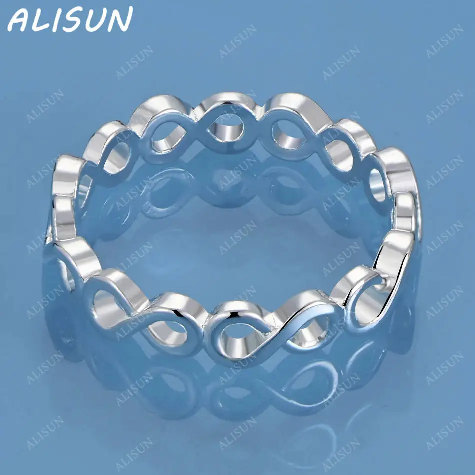 

ALISUN 925 Sterling Silver Geometric Fine Ring For Women Men Fashion Jewelry Charm Grace Wedding Engagement Accessories