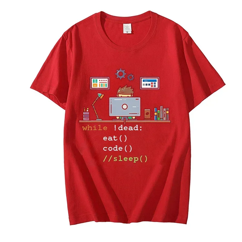 Lustige T-Shirts Informatik Python Programmierer essen Code Schlaf T-Shirts Grafik Streetwear Kurzarm Geburtstag Sommer T-Shirt