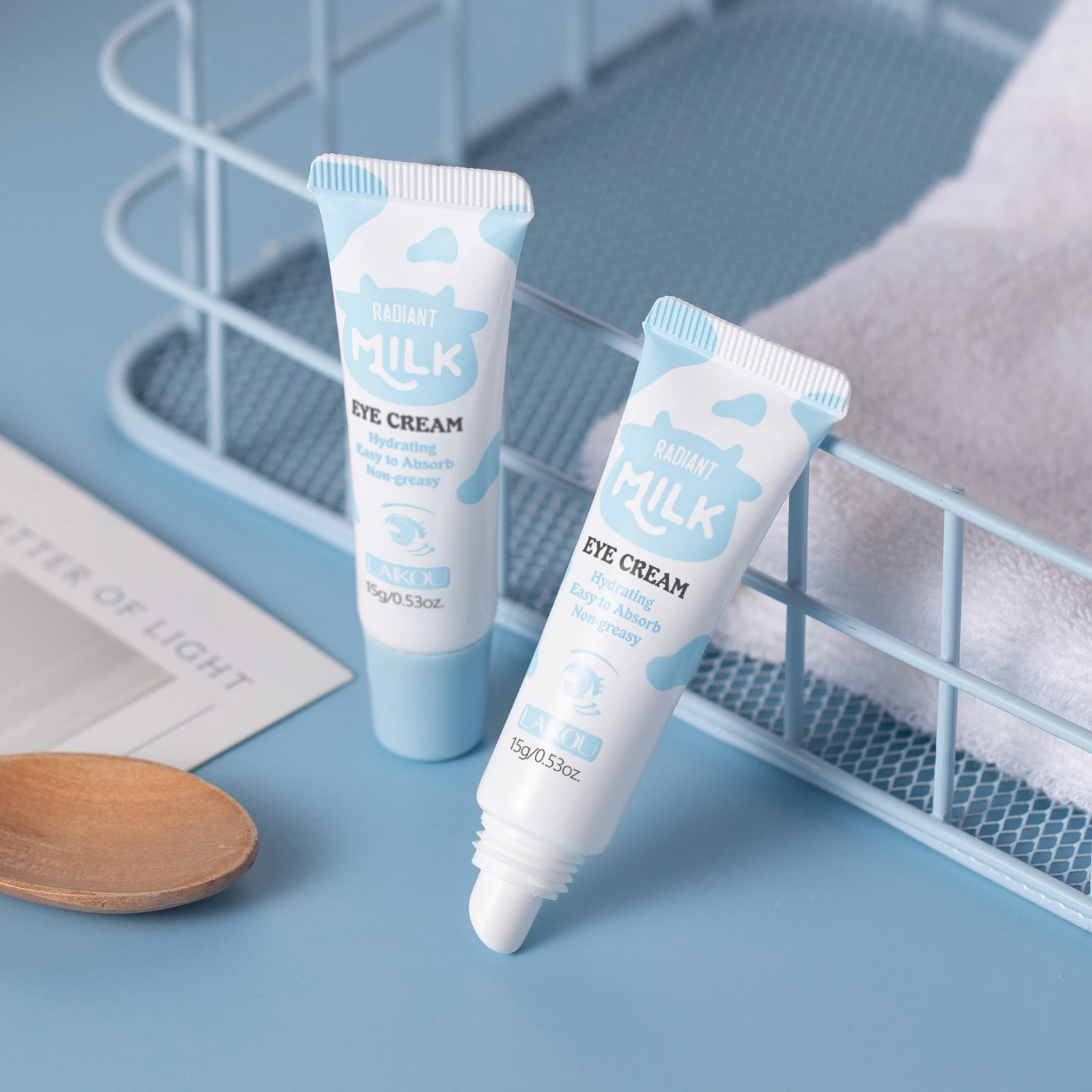 

LAIKOU 15g Milk Eye Cream, Anti Aging Moisturizing Eye Cream, Fine Lines Dark Circles Remover, Nourishing Under Eye Care