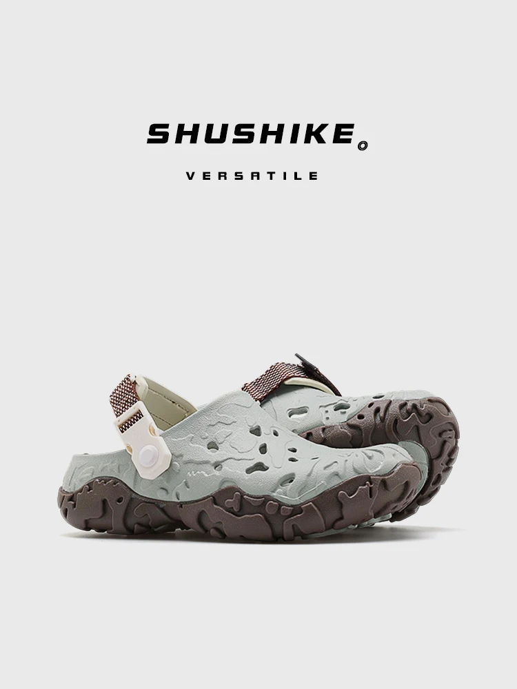 Summer New Style Tank Hole Hole Shoes Unisex Outdoor Breathable Water Shoes Men's Head Cover Slippers Sandals Casual Slip-On