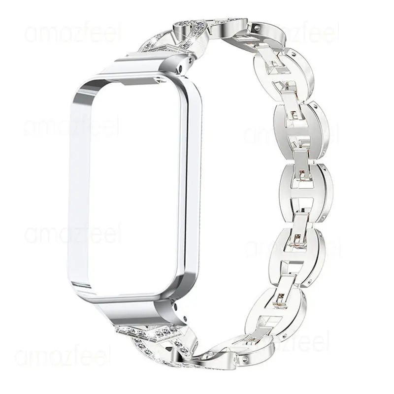 Pulseira e Capa de Metal Diamante para Xiaomi Smart Band, Strap Case, Protector Correa, Redmi Band 2 Pro