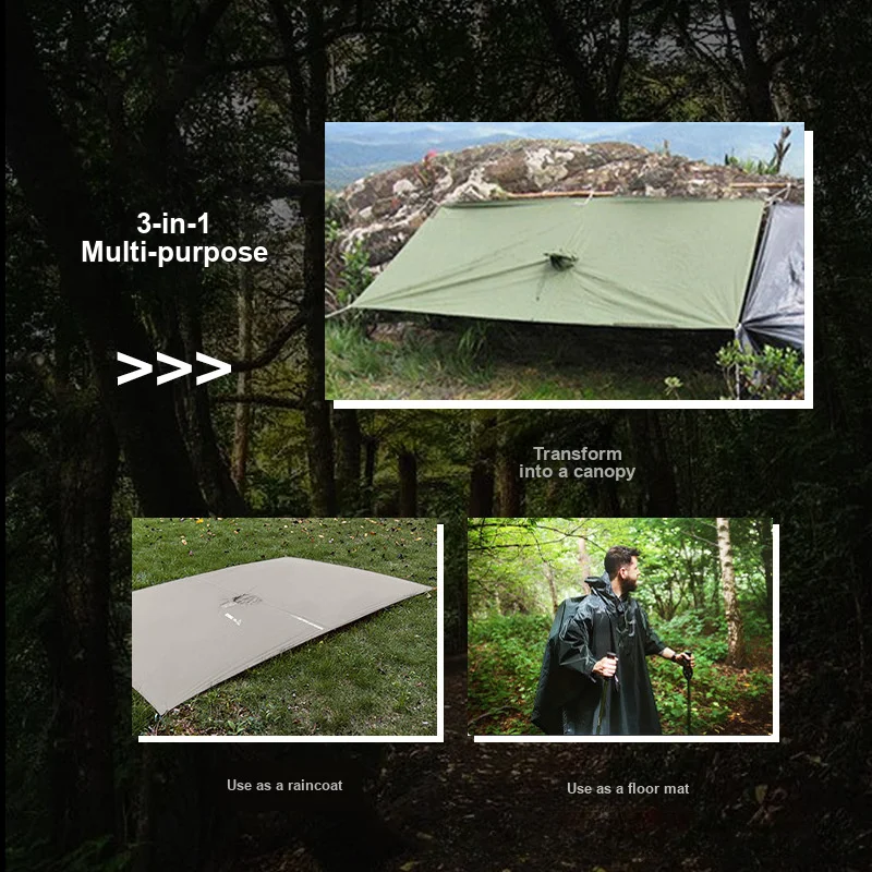 Rain Poncho Multi function Hooded Protective for Outdoor Travel Hiking Mountaineering Fishing