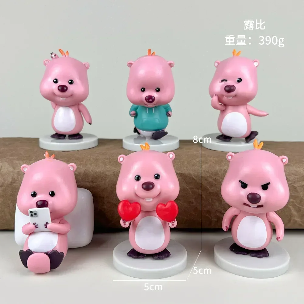 4styles 6Pcs/set Loopy Ruby Anime Action Figures Kawaii Cute Beaver Cartoon Collection Pvc Model Doll Christma Ornament Gift Toy