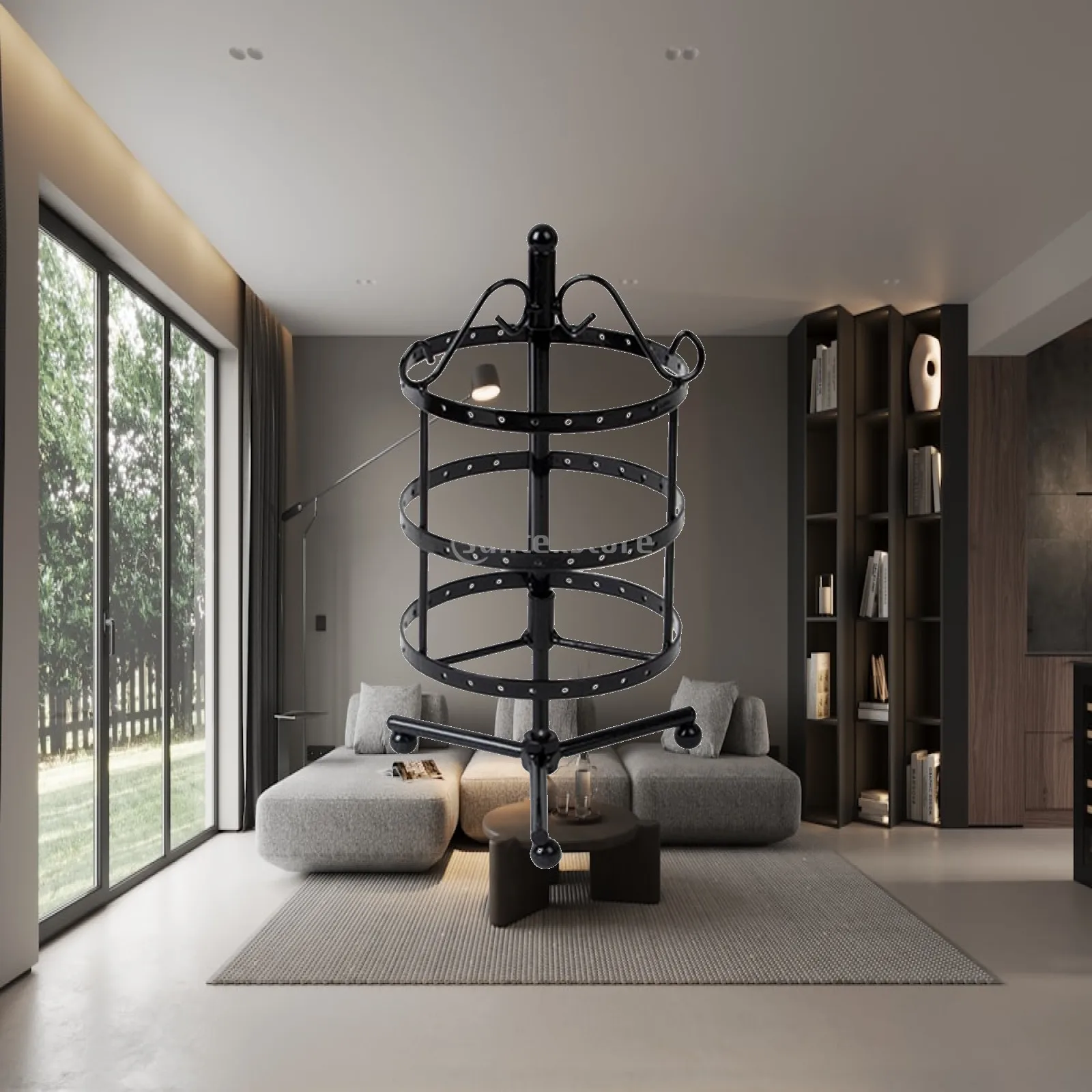 Multifunction Metal Earring Display Rack 72 Holes Rotatable Birdcage Jewelry Holder Stand for Bracelets and Necklaces