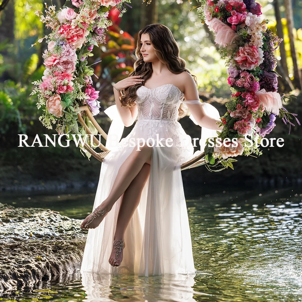 Fantasy Floral Wedding Dresses A Line Beach Boho Fairy Bridal Gowns Formal Occasion Customised Off Shoulder
