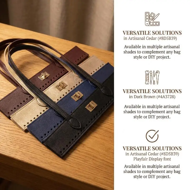 1pcs Woven Handbag Handle Bag Handle DIY Bag Accessories Buckle PU Handle Retro Perforated Double Handle Solid Color Bag Handle
