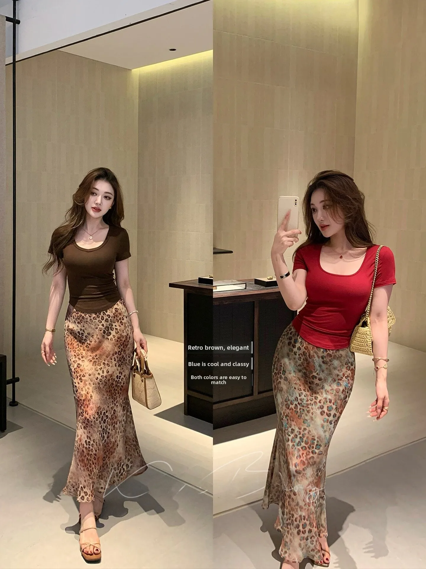 

Wild Tension Golden Thread Chiffon Versatile Half-length Skirt Summer Design Ladylike Breathable Fish-tail Silhouette High-waist