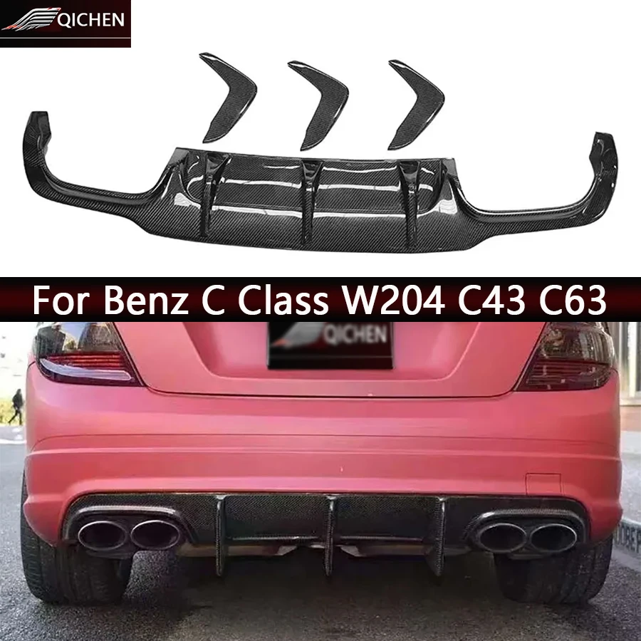 

For Mercedes Benz C Class W204 C43 C63 C200 C260 Carbon Fiber Car Rear Bumper Diffuser Rear Splitters Spoiler Back lip Body Kit