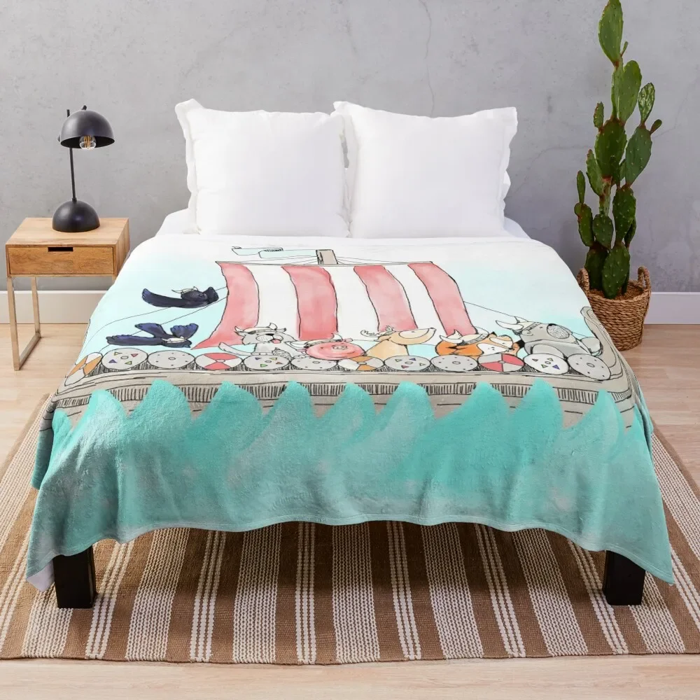 

Viking Longship Blanket in Cardinal Red Throw Blanket All Weather Soft Throw Blanket for Sofa