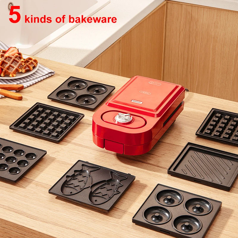 Sandwichera eléctrica multifunción de 650W, máquina de gofres antiadherente para desayuno automático, tostadora de pasteles y huevos con burbujas, 220V