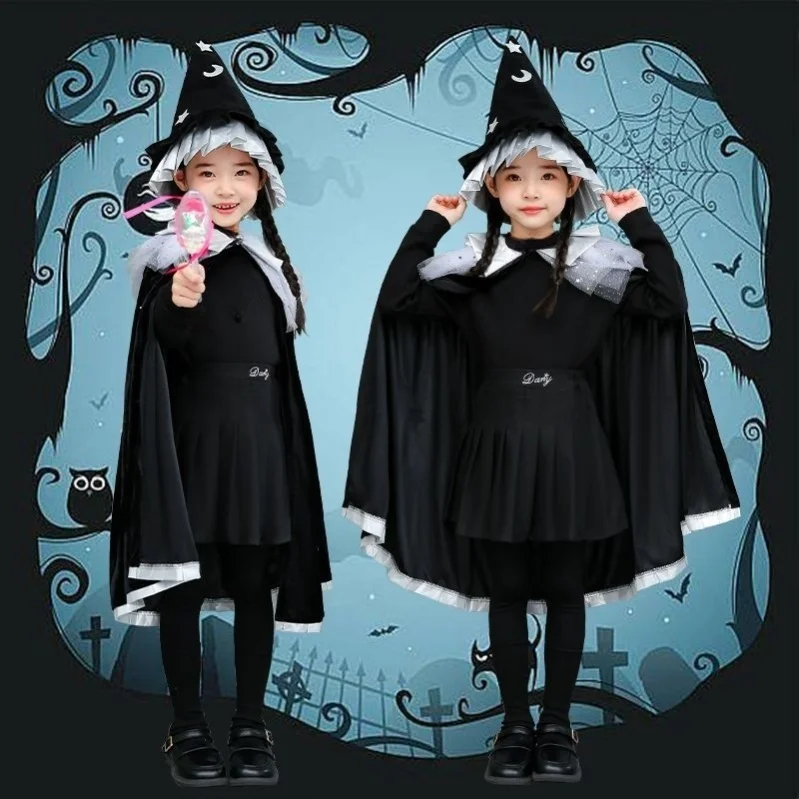 loween Children's New Sle Witch Costume Girl's Par Masquerade Performance Internet Famous Polyester Fiber 00%