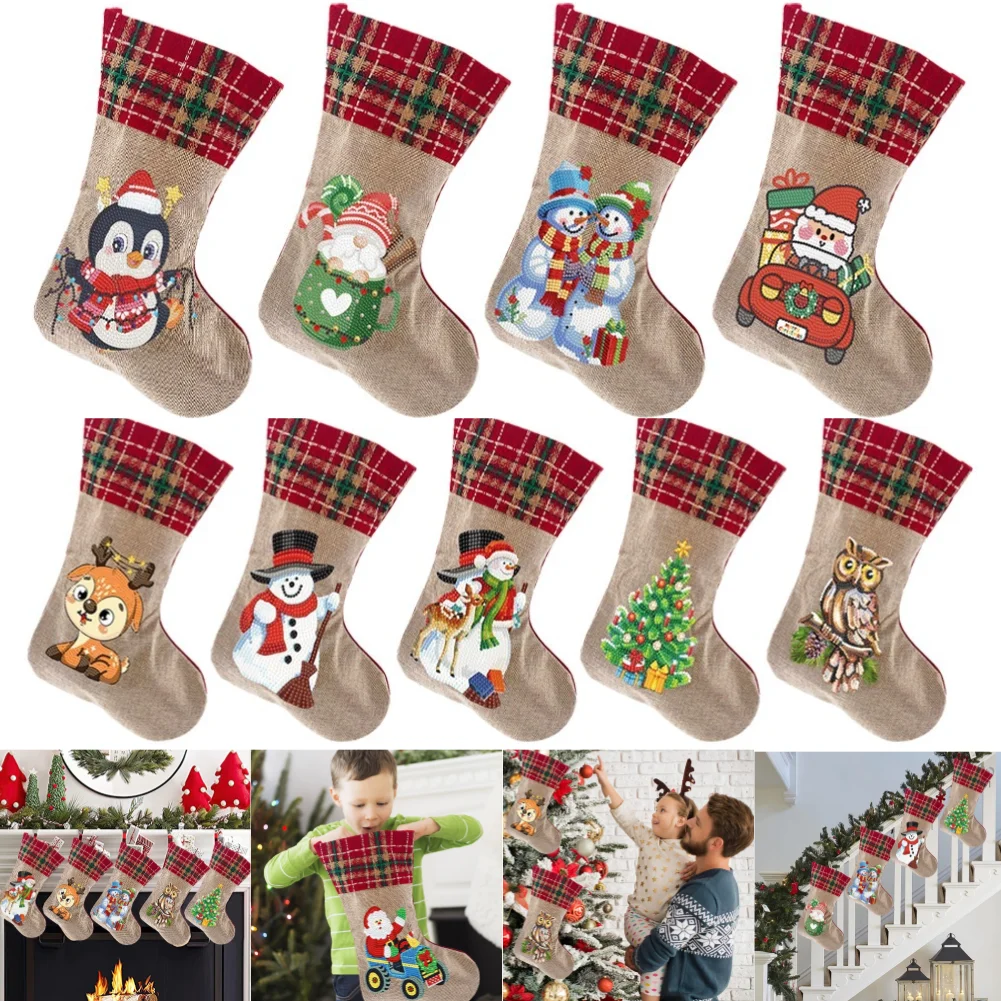 

Christmas Decor Diamond Painting Stocking DIY Diamond Art Kits Xmas Penguin Xmas Stocking Diamond Art Xmas Elk for Holiday Favor