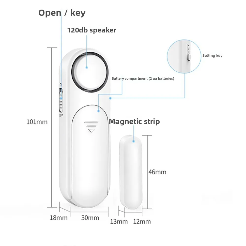 Commercial Grade Magnetic Alarm  Instant 120dB Siren Alert with LED Flash Wireless Entry Sensor  Stores  Apartments