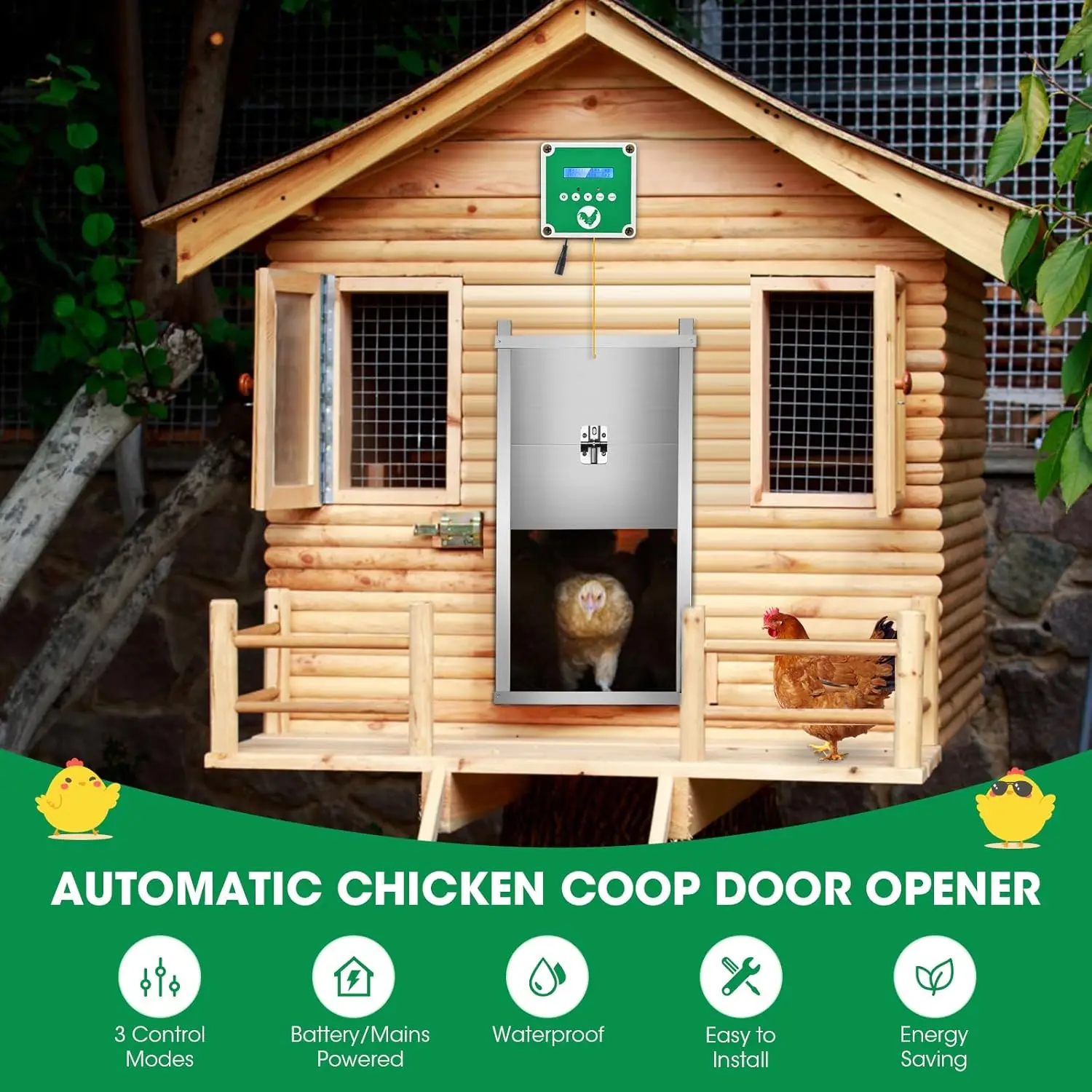 باب حظيرة الدجاج الأوتوماتيكي، فتاحة باب حظيرة الدجاج، توقيت ضوء الاستشعار اليدوي للتحكم عن بعد، 3 أوضاع إمداد الطاقة الشمسية