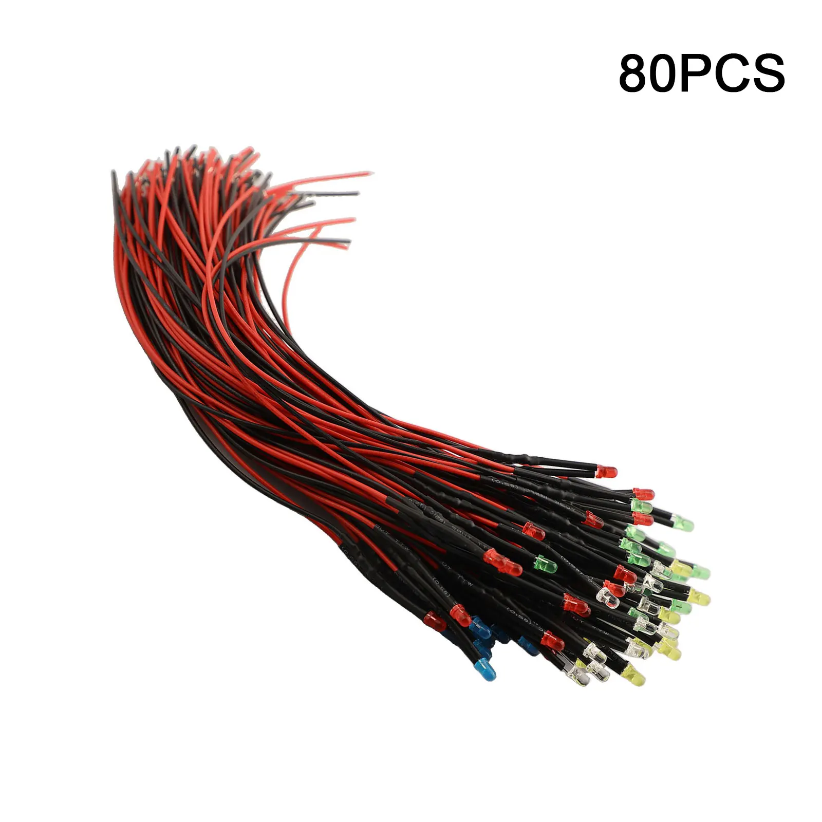80/100pcs LED Lights Emitting Diodes Pre Wired Individual LED Lights Multicolored 3mm 12V LED Lights For Signal Flashers Toy Car