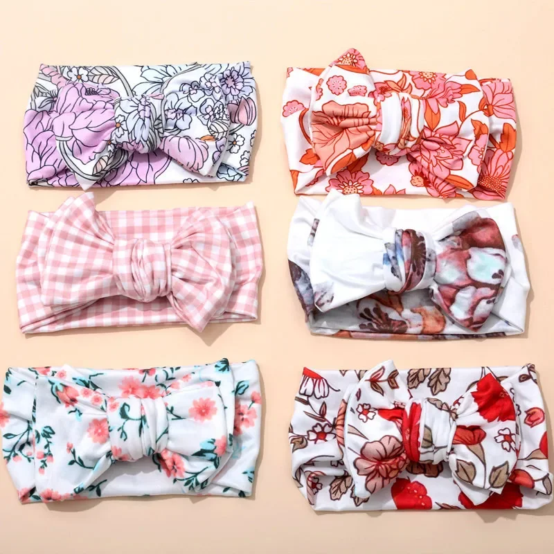 Bandeau Bebe Cute Plaid Print Bow Headband Newborn Hair Accessories Large Bunny Turban Headwrap Children Kid Oversize Headbands