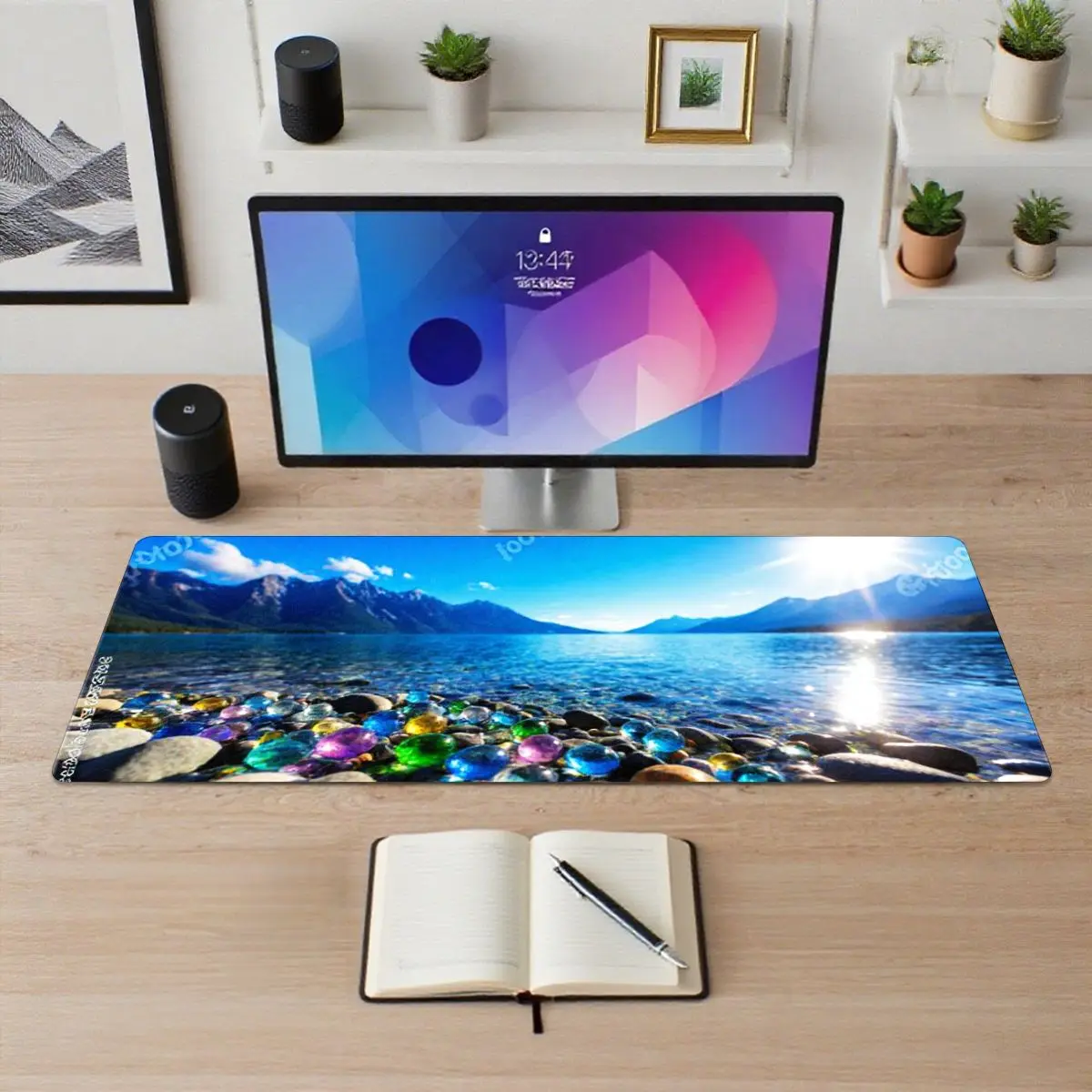 قطعة واحدة من الأحجار الكريمة الملونة ولوحة ماوس البحيرة الخلابة، قاعدة مضادة للانزلاق، طباعة عالية الدقة مثالية للاستخدام المكتبي للألعاب #2