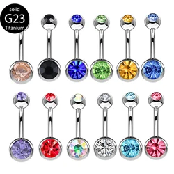 G23 Titanium Double Gem belly button rings mix 12 colors choose high quality navel piercing body belly bar