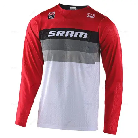 New Sram Downhill Jerseys MTB Bike Enduro Shirts Offroad DH Motorcycle Jersey Motocross Sportwear Cycling Clothing Bike Clothes