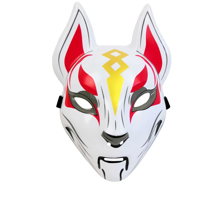 New Halloween Neon Japanese Mask LED Glowing Fox Face Mask Luminous Light Up Carnival Masquerade Party Fox Mask Costume