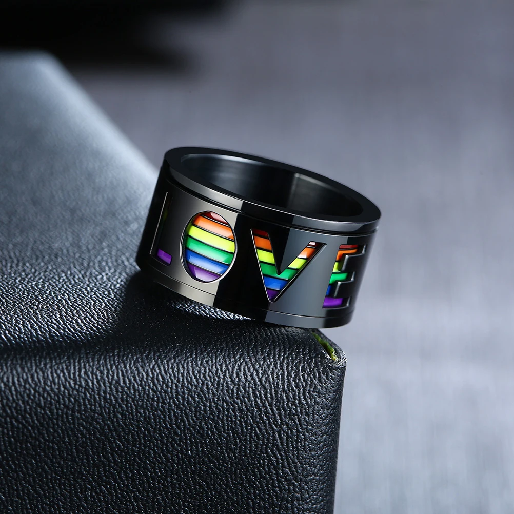 

Stainless Steel Ring Hand Decoration Rotating Decorative Men Jewelry Rainbow Design Rings