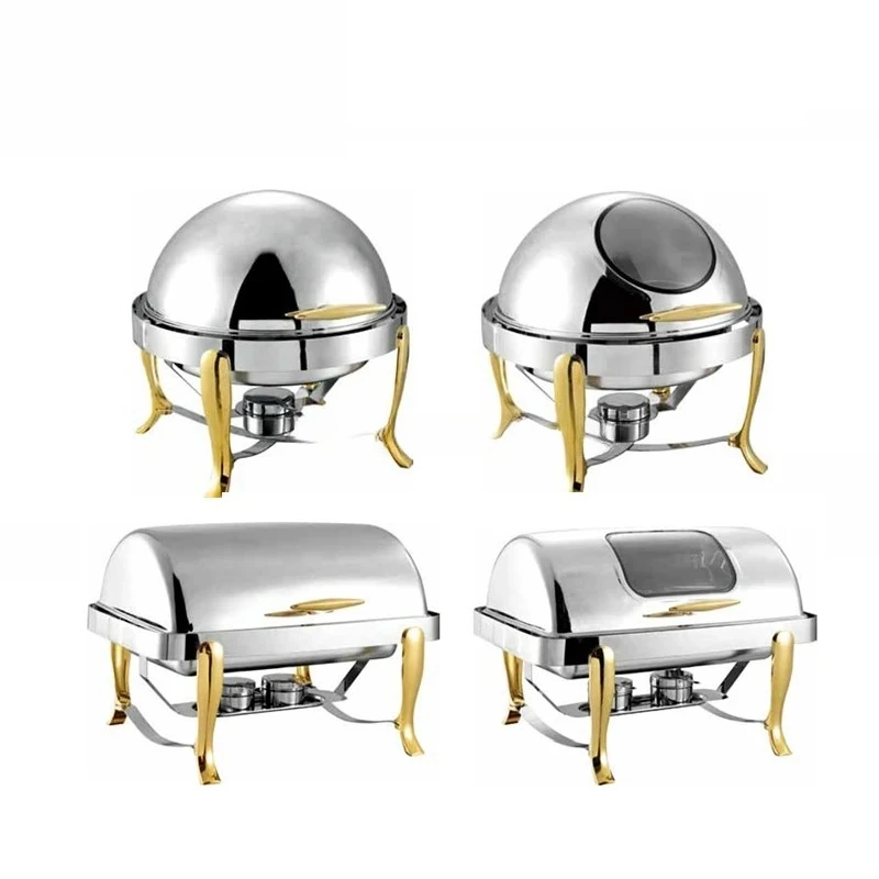 Luxury hot pot gold buffet food warmer electric hotel set casserole hot pot heater buffet catering