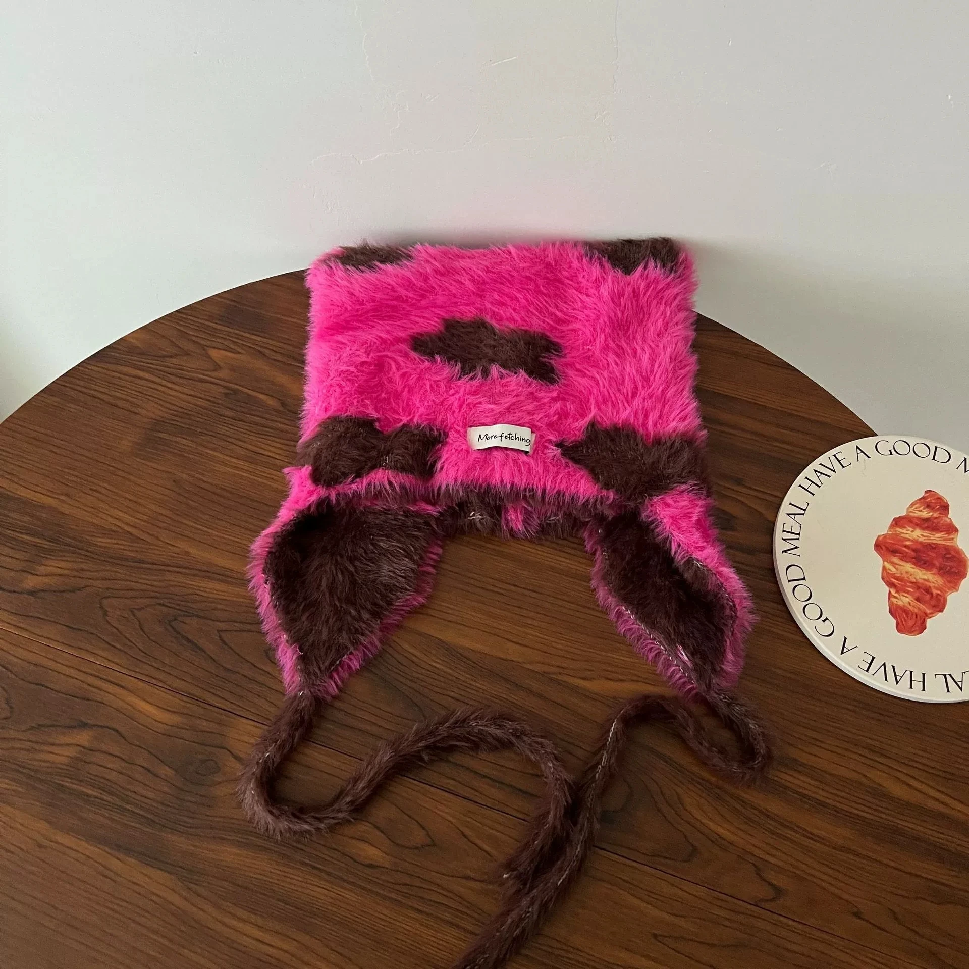 Hot Girl Sweet Cool Style Hut Stern gestreifte Plüsch-Strickmütze Vielseitig für Herbst und Winter – Detail 5